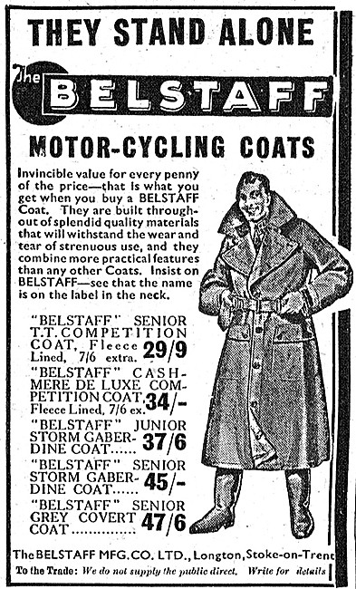 Belstaff Motorcycle Clothing 1938                                