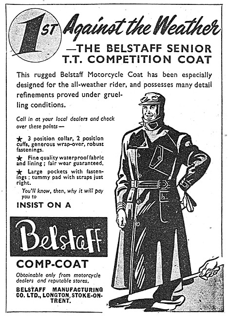 Belstaff Senior TT Competition Motor Cycle Coat 1950 Advert      