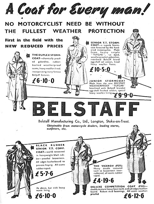 Belstaff Motorcyclists Weatherproof Coats 1953 Styles            