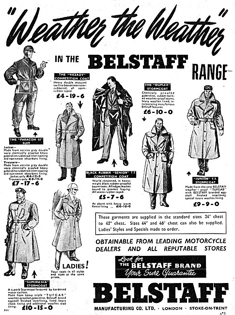 The 1954 Belstaff Range Of Motor Cyclists Clothing               