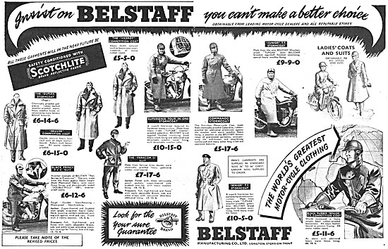 The 1955 Range Of Belstaff Motor Cycle Clothing                  
