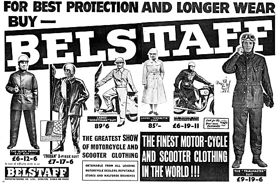 The 1960 Range Of Belstaff Motor Cycle Wear                      