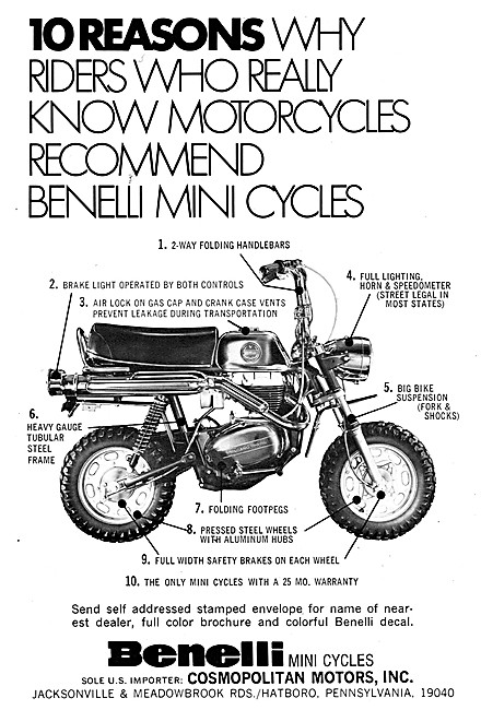 1971 Benelli Mini Motor Cycles                                   