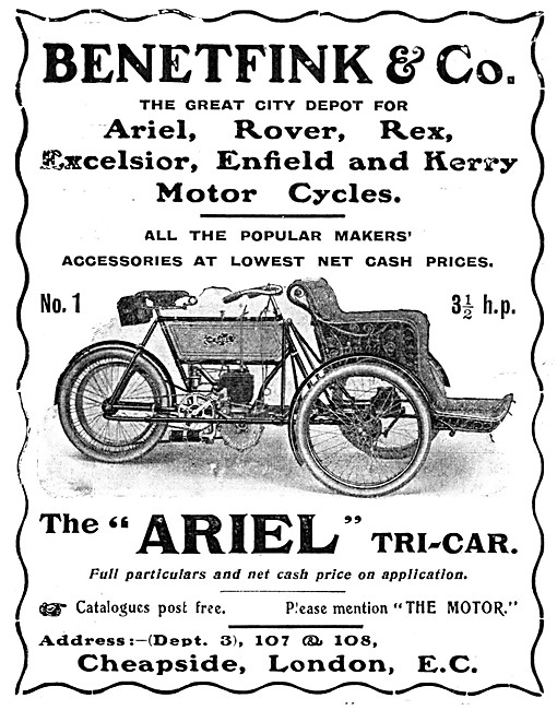 1904 Ariel Tri-Car 3.5 H.P.                                      