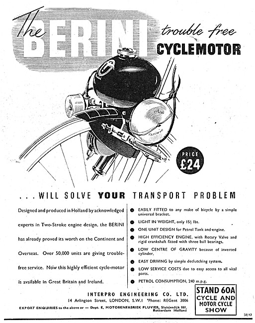 1951 Berini Cyclemotor                                           