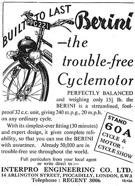 1951 Berini Cyclemotor 32 cc                                     