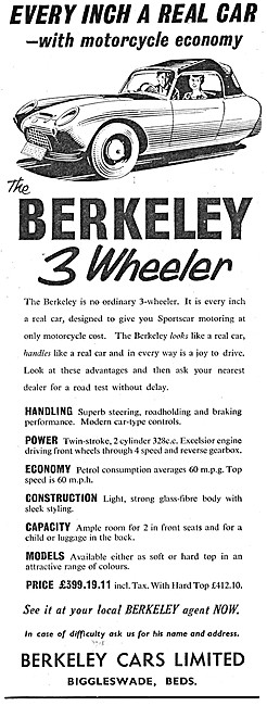 The 1960 Berkeley Three Wheeler Sportscar                        