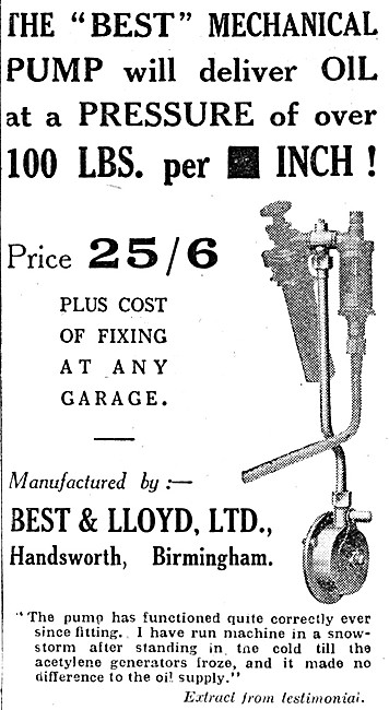 Best & Lloyd Mechanical Oil Pump                                 