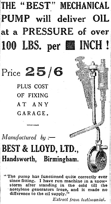 Best & Lloyd Mechanical Oil Pump                                 