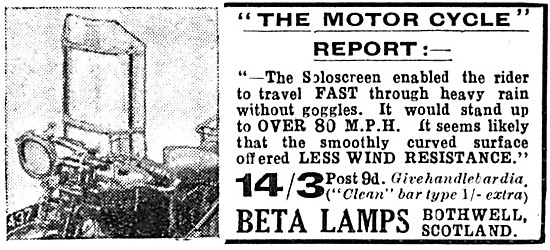 Beta Lamps Motor Cycle Windscreen                                