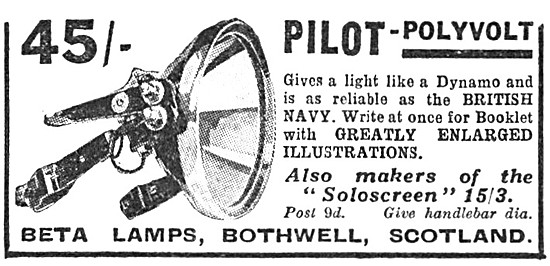1938 Beta Lamps Polyvolt Electric Motor Cycle Lighting Set       