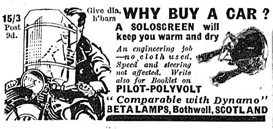 Beta Lamps Soloscreen  - Pilot Polyvolt Headlight                