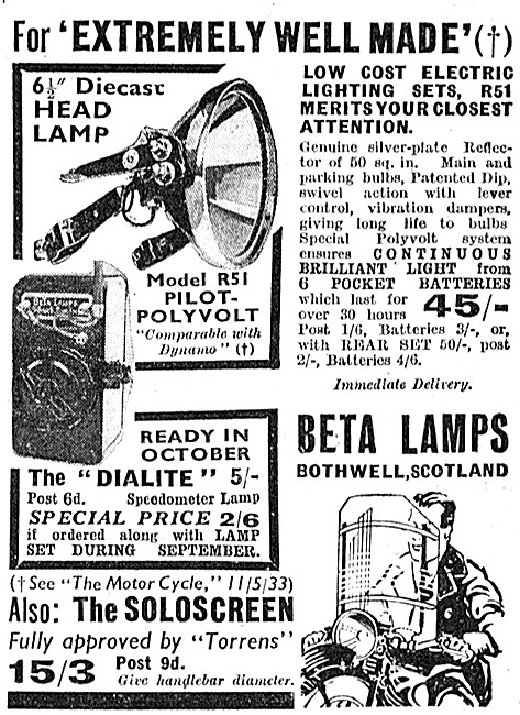 Beta Lamps Dialite Speedometer Lamp - Pilot Polyvolt Headlight   