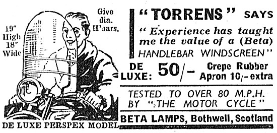 Beta Lamps Motor Cycle Windscreens                               