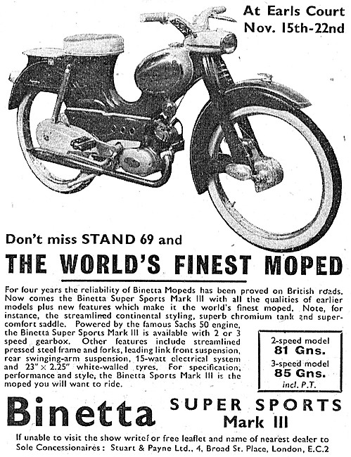 1958 Binetta Super Sports Mark III Moped                         