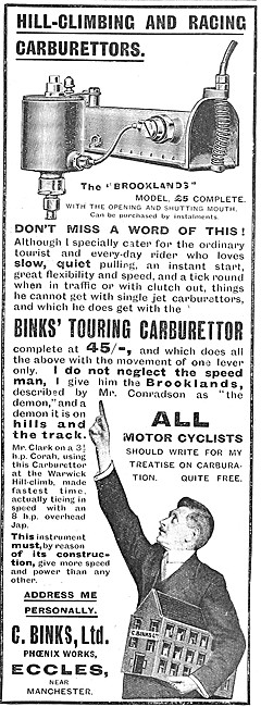 Binks Hill-Climbing & Racing Carburetter - Brooklands Carburetter