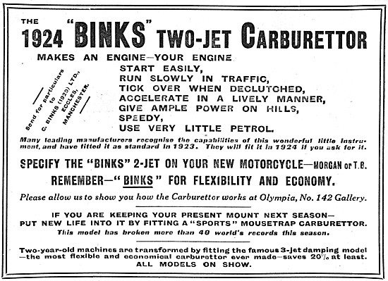 Binks Carburetters - The 1924 Binks Two-Jet Carburetter          