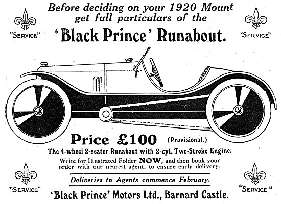 1920 Black Prince Runabout Car                                   