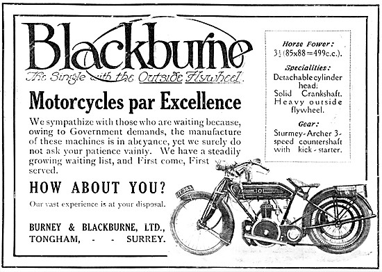 Blackburne Motor Cycles - Blackburne Engines 1917                