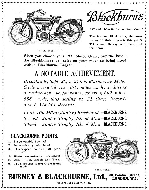 Blackburne Motorcycle & Engines 1920 Blackburne 4 hp Motor Cycle 