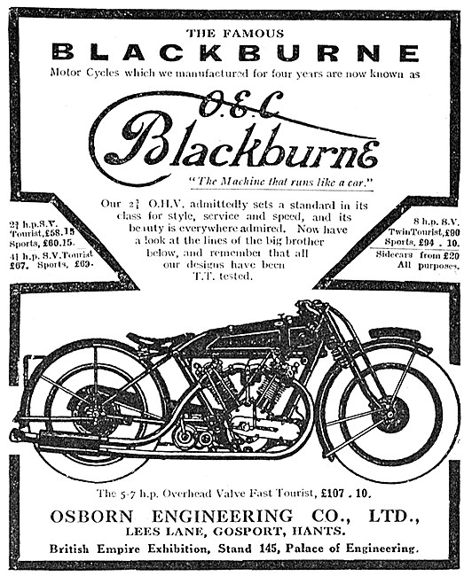 1924 OEC-Blackburne V Twin Motor Cycle                           