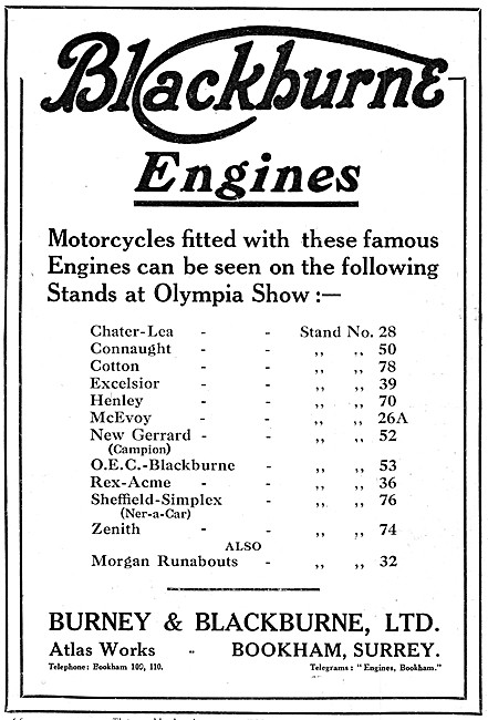 Blackburne Motor Cycle Engines                                   
