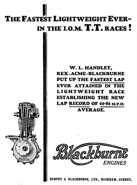 Blackburne Engines 1930 Advert                                   