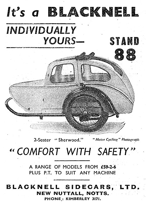 Blacknell Sidecars  - 1949 Blacknell Sherwood Sidecar            