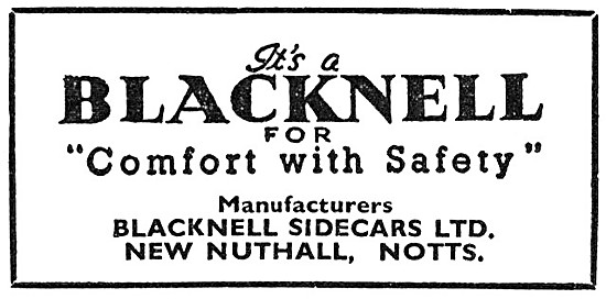 1950 Blacknell Sidecars Advert                                   