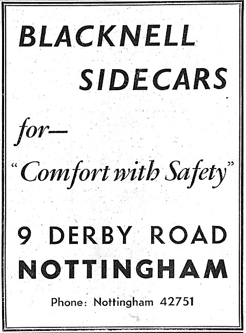 Blacknell Sidecars 1955 Advert                                   
