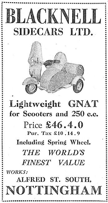 1957 Blacknell Gnat Sidecar - Blacknell Gnat Scooter Sidecar     