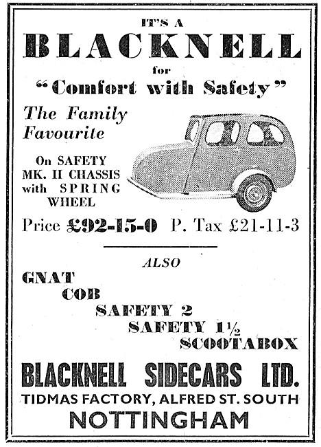 The 1957 Range Of Blacknell Sidecar - Gnat, Cob & Safety 2       