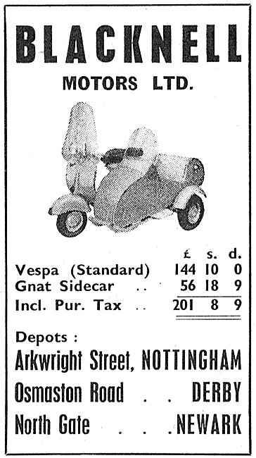1957 Blacknell Gnat Scooter Sidecar                              