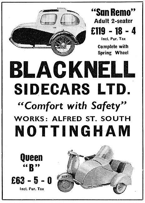 1957 Blacknell San Remo Sidecar  - Blacknell Queen B Sidecar     