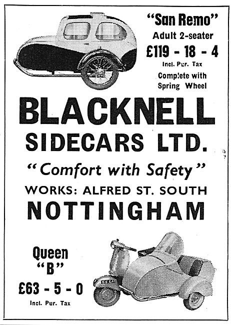 1958 Blacknell Queen B Scooter Sidecar - San Remo Sidecar        