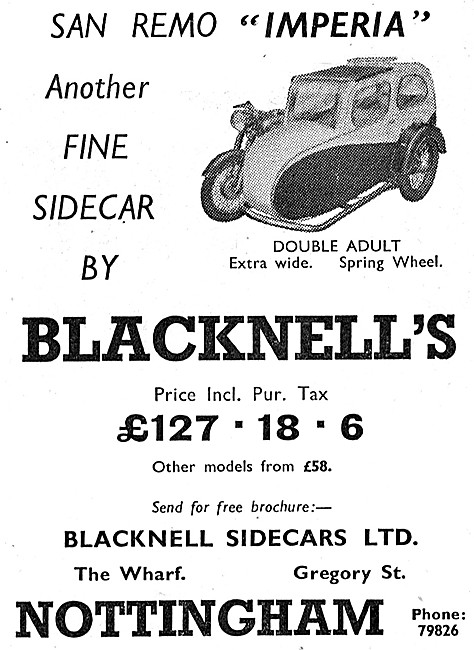Blacknell Sidecars  - Blacknell Imperia Sidecar                  