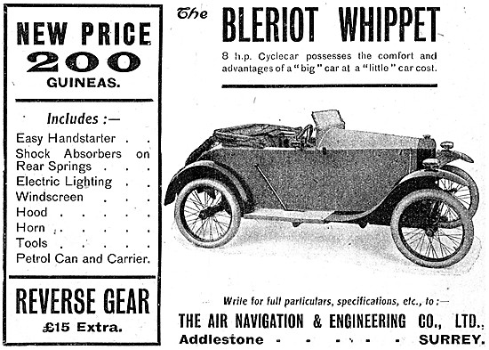Bleriot Whippet Cyclecar 1921 - Air Navigation & Engineering Co  