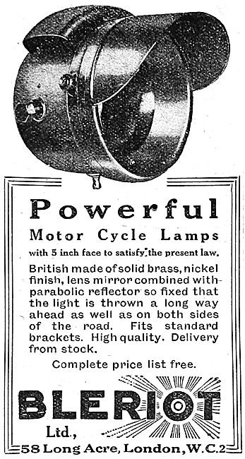 Bleriot Motor Cycle Lamps                                        