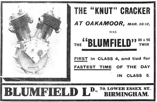 Blumfield Motor Cycle Engines - 1912 Blumfield Knut Cracker      