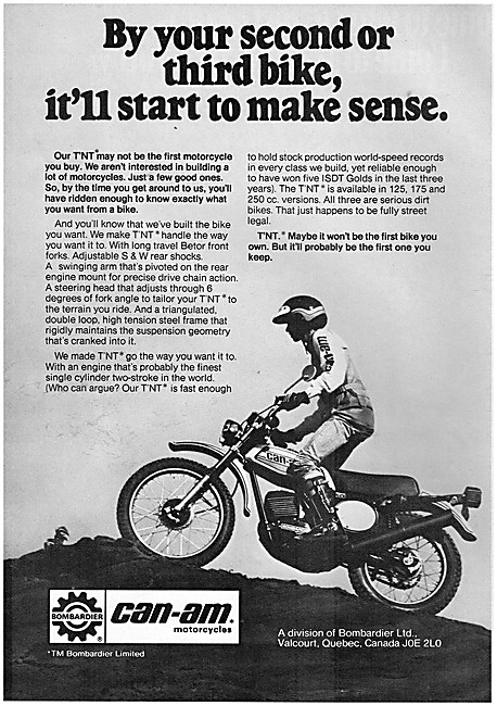 1976 Bombardier Can-Am Motorcycles. Bombardier TNT               