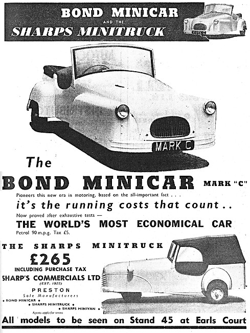 1952 Bond Minicar - Bond Sharps Minitruck                        