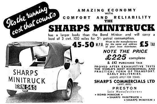 1952 Bond Minitruck - Sharps Minitruck Three Wheeler Van         