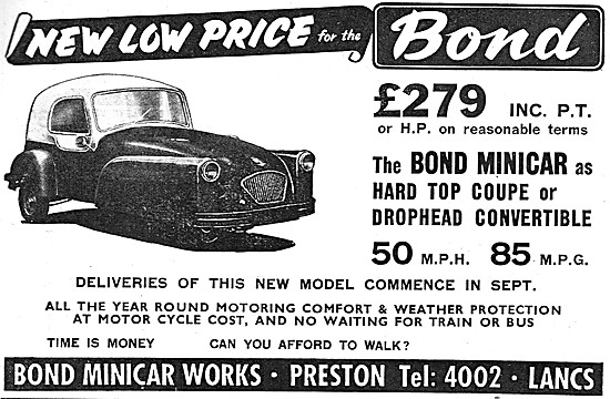 1957 Bond Minicar Drophead Convertible                           