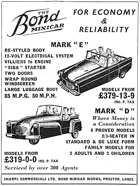 1958 Bond Mark E Three Wheeler Car- Bond Mark D 3 Wheeler Car    