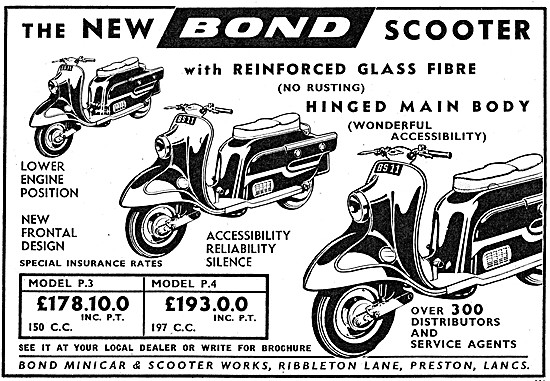 Bond Motor Scooters - Bond P3 Motor Scooter - Bond P4 Scooter    