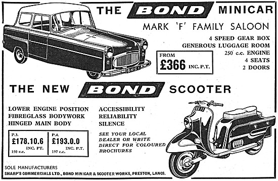 1960 Bond Minicar Mark F Saloon - Bond Motor Scooter             