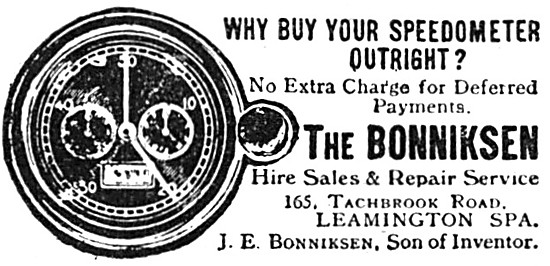 Bonniksen Motor Cycle Speedometers 1928                          