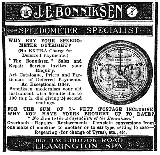 Bonniksen Speedometers - Rotherham Speedometers                  