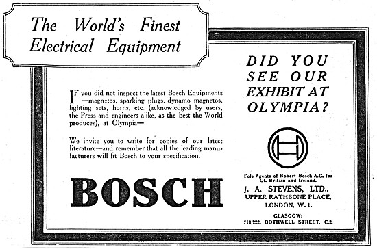 Bosch Electrical Equipment For Motor Cycles 1927 Advert          