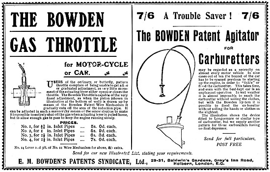 Bowden Gas Throtlle - Bowden Carburetter Agitator                